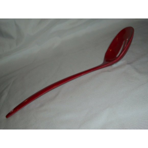 Red Melamine 11.5" Slotted Norpro Spoon Kitchen Serving Picnic BBQ Outdoor Pool - Picture 3 of 3
